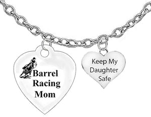 Barrel Racing Mom, Keep My Daughter Safe, Adjustable Chain Necklace. What A Wonderful Gift For Yourself, Or Someone Special. Gift Ready, Comes In A Black Velvet Bag, Hypoallergenic