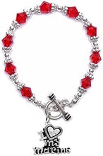 Marine I Love My Marine, Crystal Heart, Bracelet, Hypoallergenic, Safe-Nickel, Lead, Free