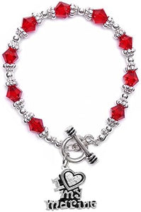 Marine I Love My Marine, Crystal Heart, Bracelet, Hypoallergenic, Safe-Nickel, Lead, Free