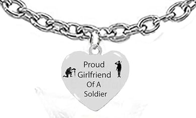Army Soldier, Proud Girlfriend Of A Soldier, On A Adjustable Silvertone Cable Chain Necklace, What A Great Gift For Yourself, Or A Friend.Hypoallergenic-Safe, No Nickel, Lead Or Cadmium In The Metal.