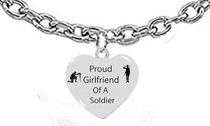 Army Soldier, Proud Girlfriend Of A Soldier, On A Adjustable Silvertone Cable Chain Necklace, What A Great Gift For Yourself, Or A Friend.Hypoallergenic-Safe, No Nickel, Lead Or Cadmium In The Metal.