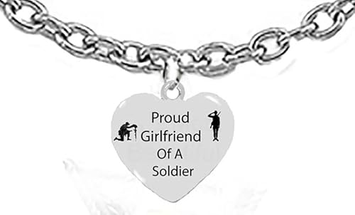 Army Soldier, Proud Girlfriend Of A Soldier, On A Adjustable Silvertone Cable Chain Necklace, What A Great Gift For Yourself, Or A Friend.Hypoallergenic-Safe, No Nickel, Lead Or Cadmium In The Metal.