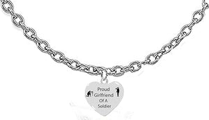 Army Soldier, Proud Girlfriend Of A Soldier, On A Adjustable Silvertone Cable Chain Necklace, What A Great Gift For Yourself, Or A Friend.Hypoallergenic-Safe, No Nickel, Lead Or Cadmium In The Metal.