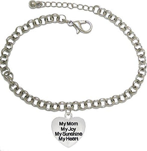 Message Jewelry, My Mom, My Joy, My Sunshine, My Heart, Adjustable Bracelet, Hypoallergenic, Safe-Nickel, Lead, Free