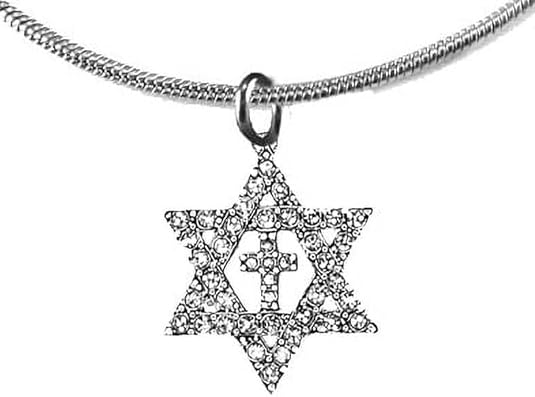Messianic Christian Austrian Crystal Star Of David,Cross On A Silvetone Snake Chain Necklace.If you do not believe that this jewelry is beautiful when you receive it,simply return it for a full refund