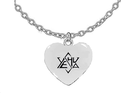 Messianic, Yeshua (Jesus in Hebrew) Named by an Angel of God, In A Stylized Star Of David, Adjustable Necklace, Hypoallergenic,Nickel,Lead,Cadmium Free ©2022, Large, Silver, Carnelian