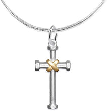 Two Tone Matt Gold and Silver Christian Cross Necklace, Adjustable, Hypoallergenic, Safe-Nickel, Lead, and Cadmium Free