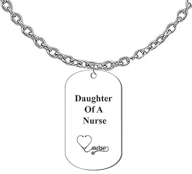 Daughter Of A Nurse On A Adjustable Cable Chain Necklace. 18 To 21 Inches. What A Great Gift For Yourself, Or Somebody Special.As A Gift No Worry About What Size They Wear.