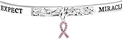 Expect Miracles, Breast Cancer, The Original Hypoallergenic, Safe-Nickel, Lead, Cadmium Free, Adjustable Stretch Bracelet