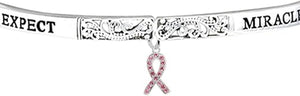 Expect Miracles, Breast Cancer, The Original Hypoallergenic, Safe-Nickel, Lead, Cadmium Free, Adjustable Stretch Bracelet