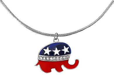 Trump, Republican Genuine Austrian Crystal Elephant Adjustable Premium Snake Chain Necklace. 18-21 Inches. What A Wonderful Gift For Yourself, Or Someone Special. Great Donor Gift