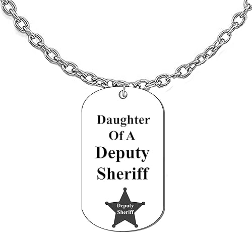 Daughter Of A Deputy Sheriff, Dog Tag On A Silvertone Cable Chain Necklace.18-21 Inches.What A Great Gift For Yourself,Or Somebody Special.As A Gift No Worry About What Size They Wear.It Is Adjustable