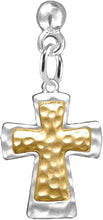 Two Tone Matt Gold and Silver Christian Cross Post Earrings Hypoallergenic, Safe-Nickel, Lead, And Cadmium Free