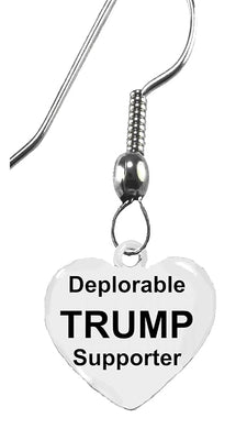 Trump, Deplorable Trump Supporter Heart Fishhook Earrings, What A Wonderful Gift For Yourself, A Friend, Your Family, Or As A Donor Gift. Hypoallergenic-Safe, No Nickel, Lead Or Cadmium In The Metal