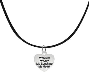 Message Jewelry, My Mom, My Joy, My Sunshine, My Heart, Adjustable Necklace, Hypoallergenic, Safe-Nickel, Lead, Free