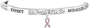 Expect Miracles, Breast Cancer, The Original Hypoallergenic, Safe-Nickel, Lead, Cadmium Free, Adjustable Stretch Bracelet