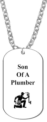 Son Of A Plumber Dog Tag On A Cable Chain Necklace. 9-12 Inches. What A Great Gift For Yourself, Or Someone Special. No Worry About What Size They Wear. It Is Adjustable.