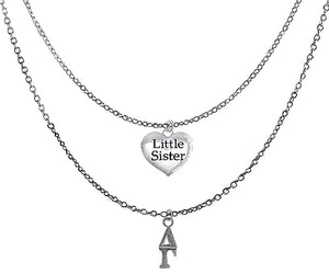 Delta Gamma Silvertone Double Chain Fashion Necklace, Adjustable From 18 Inches To 21 Inches. What A Great Gift For Yourself, Or A Little Sister. Hypoallergenic-Safe, Licensed Sorority Jewelry ©2024