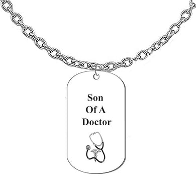 Son Of A Doctor, Dog Tag On A Adjustable Cable Chain Necklace.18-21 Inches. What A Great Gift For Yourself, Or Somebody Special. Beautiful Premium Quality, Silvertone Finish. Hypoallergenic