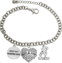 Navy Wife, I Love My Sailor, Keep My Husband Safe, Adjustable Hypoallergenic, Safe-Nickel, Lead, Cadmium Free