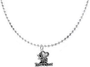 Marine I Love My Marine, Crystal Heart, Adjustable Necklace, Hypoallergenic, Safe-Nickel, Lead, Free