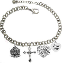 Proud Army Mom Heart Bracelet, Hypoallergenic, Will NOT Irritate Anyone with Sensitive Skin. Safe- Nickel, Lead and Cadmium Free