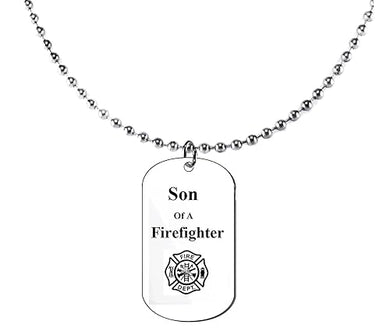 Son Of A Firefighter Dog Tag On A Ball Chain Necklace. 18 Inches. What A Great Gift For Yourself, Or Somebody Special. As A Gift No Worry About What Size They Wear?