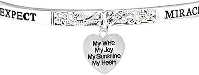 Expect Miracles, My Wife, My Joy, The Original Hypoallergenic, Safe-Nickel, Lead, Cadmium Free, Adjustable Stretch Bracelet