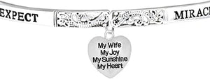 Expect Miracles, My Wife, My Joy, The Original Hypoallergenic, Safe-Nickel, Lead, Cadmium Free, Adjustable Stretch Bracelet