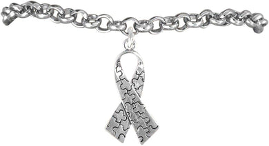 Autism Puzzle Ribbon, Hypoallergenic Adjustable Bracelet. Nickel, Cadmium, and Lead Free