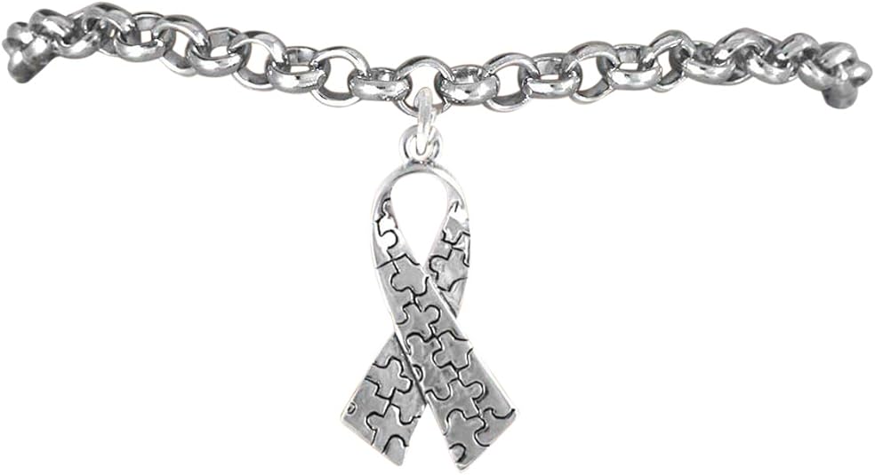 Autism Puzzle Ribbon, Hypoallergenic Adjustable Bracelet. Nickel, Cadmium, and Lead Free