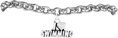 Swimming I Love Swimming Bracelet Adjustable Hypoallergenic, Safe-Nickel, Lead & Cadmium Free!