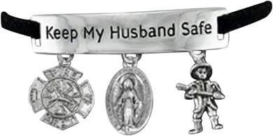 Firefighter's Keep My Husband Safe Adjustable Hypoallergenic Safe-Nickel, Lead & Cadmium Free!