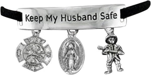 Firefighter's Keep My Husband Safe Adjustable Hypoallergenic Safe-Nickel, Lead & Cadmium Free!