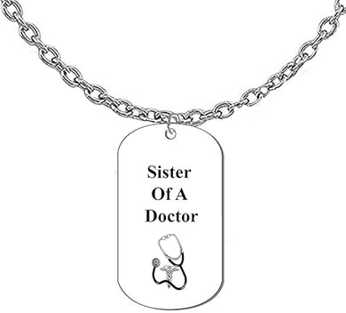 Sister Of A Doctor, On A Adjustable Cable Necklace.18-21 Inches. What A Great Gift For Yourself, Or Somebody Special. Beautiful Premium Quality, Silvertone Finish. Hypoallergenic-Safe