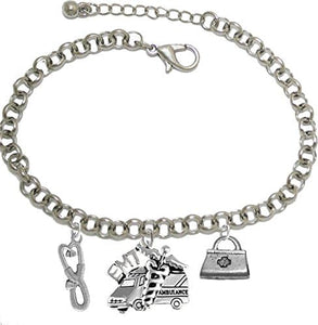 EMT, Paramedic, Adjustable Charm Bracelet, Hypoallergenic, Safe-Nickel, Lead, Free