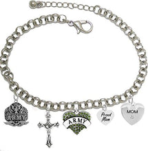 Proud Army Mom Heart Bracelet, Hypoallergenic, Will NOT Irritate Anyone with Sensitive Skin. Safe- Nickel, Lead and Cadmium Free