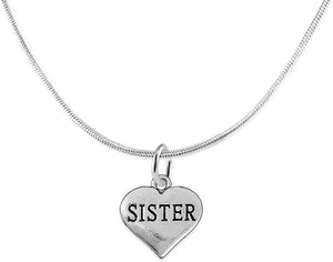 Sister Heart Charm Necklace Hypoallergenic, Adjustable, Safe, Nickel, Lead & Cadmium Free!