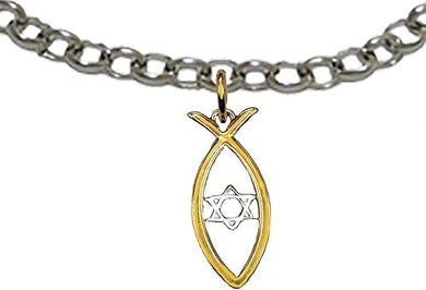 Messianic Christian Fish In 14KT Goldtone, Silvertone Star Of David, Adjustable Bracelet. If you do not believe that this jewelry is beautiful when you receive it, simply return it for a full refund., Large, Silver, Carnelian