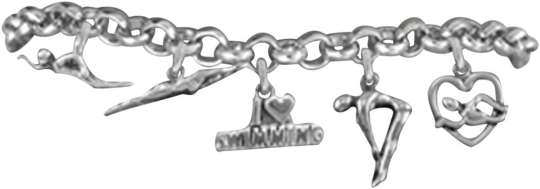 Swimming 5 Charm Bracelet, Adjustable Hypoallergenic, Safe-Nickel, Lead & Cadmium Free!