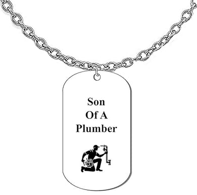 Son Of A Plumber Dog Tag On A Cable Chain Necklace. 18-21Inches. What A Great Gift For Yourself, Or Someone Special. No Worry About What Size They Wear. It Is Adjustable.