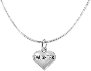 Daughter Heart Charm Necklace Hypoallergenic, Adjustable, Safe, Nickel, Lead & Cadmium Free!