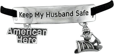 Firefighter's Keep My Husband Safe Adjustable Hypoallergenic Safe-Nickel, Lead & Cadmium Free!