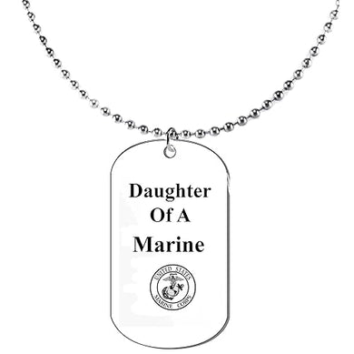 Daughter Of A Marine Dog Tag On A Ball Chain Necklace. 18 Inches. What A Great Gift For Yourself,Or Somebody Special. As A Gift No Worry About What Size They Wear. It Is Adjustable.Can be Made Smaller