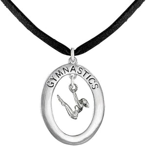 Gymnast Posed On Bars Necklace, Adjustable, Hypoallergenic, Nickel, Lead & Cadmium Free