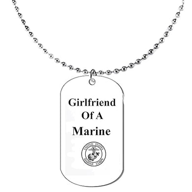 Girlfriend Of A Marine Dog Tag On A Ball Chain Necklace.18 Inches.What A Great Gift For Yourself,Or Somebody Specianl.As A Gift No Worry About What Size They Wear. It Is Adjustable,Can be Made Smaller