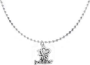 Army, I Love My Soldier, Adjustable Necklace Hypoallergenic, Safe-Nickel, Lead, Cadmium Free
