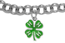 4-H Club Adjustable Rollo Chain Charm Bracelet, What A Great Gift For Yourself Or Someone Special. Gift Ready Comes In A Black Velvet Bag. Hypoallergenic-Safe, No Nickel, Lead, Or Cadmium In The Metal. Handmade In The USA By Veterans.