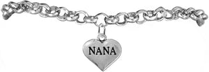 Nana Heart Charm Bracelet Hypoallergenic, Adjustable, Safe, Nickel, Lead & Cadmium Free!