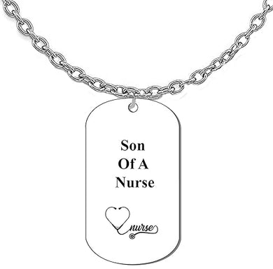 Son Of A Nurse Dog Tag On A Adjustable Cable Chain Necklace. 9 To 12 Inches. What A Great Gift For Yourself, Or Somebody Special.As A Gift No Worry About Their Size
